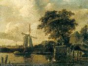 Meindert Hobbema Windmill at the Riverside Spain oil painting artist